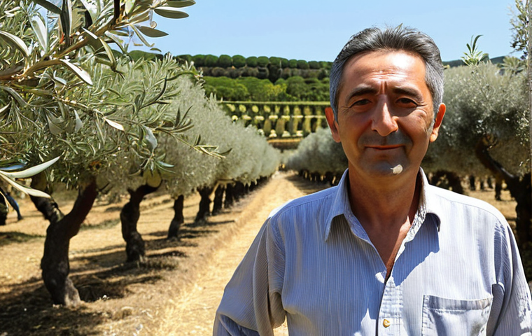**

A vibrant Italian olive oil producer stands in his sun-drenched grove, overlooking rows of olive trees. In the background, a bustling Japanese marketplace is visible, symbolizing successful exports. The scene highlights the EU-Japan FTA benefits, showcasing increased sales and market presence. Focus on the quality of the olive oil and the contrast between the traditional Italian landscape and the modern Japanese market.

**