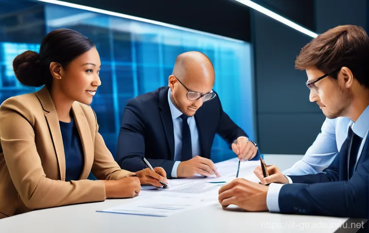 무역 전문가의 이직 전략 - **Prompt:** A discerning Italian professional, a woman in her late 30s, is seated at a sleek, minima...