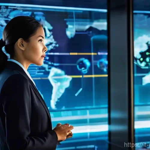 무역 전문가로서의 경력 관리 방법 - **Prompt 1: The Visionary Leader in Global Trade**
    "A highly detailed, realistic image of a conf...